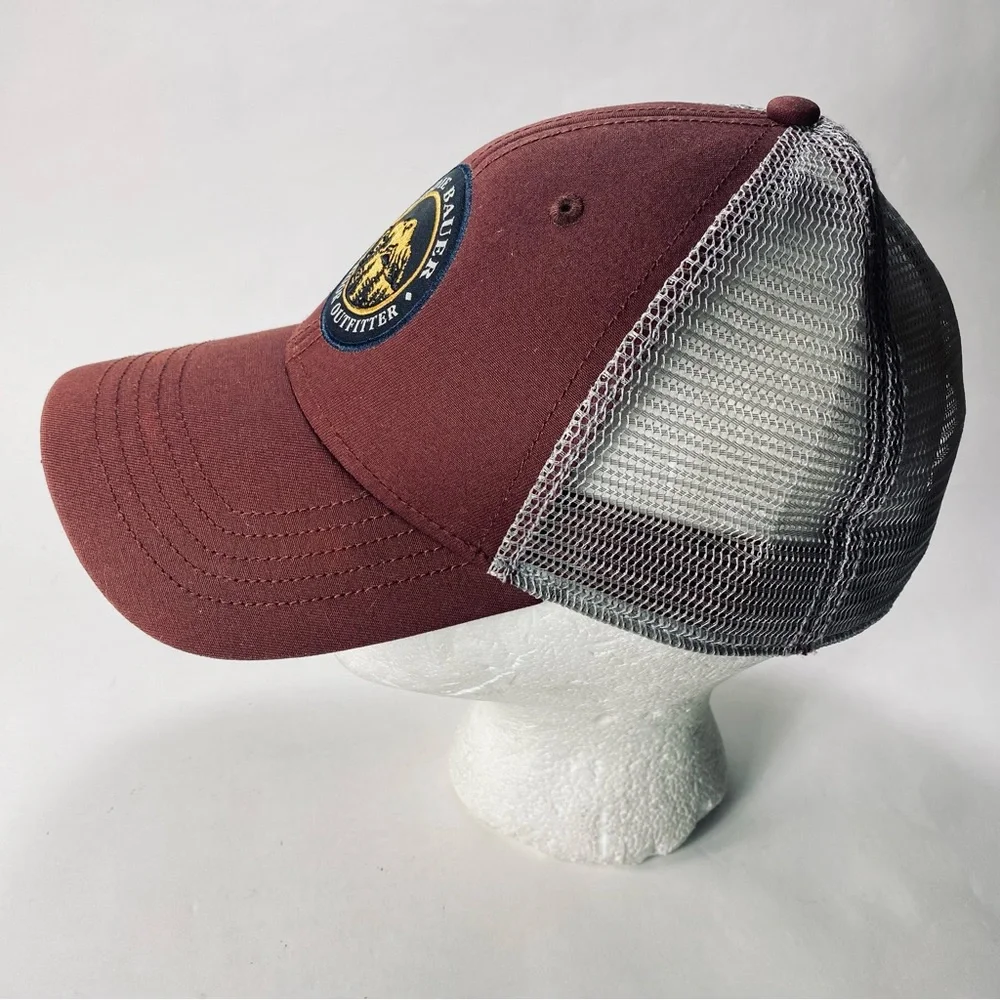 Eddie Bauer Outdoor Outfitter Burgundy Billed Trucker Style Hat Snap Closure